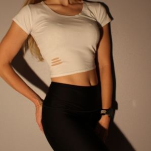 Woman's Summer Short Sleeve Tee Ripped Top